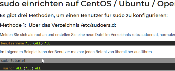 sudo einrichten auf CentOS / Ubuntu / OpenSUSE